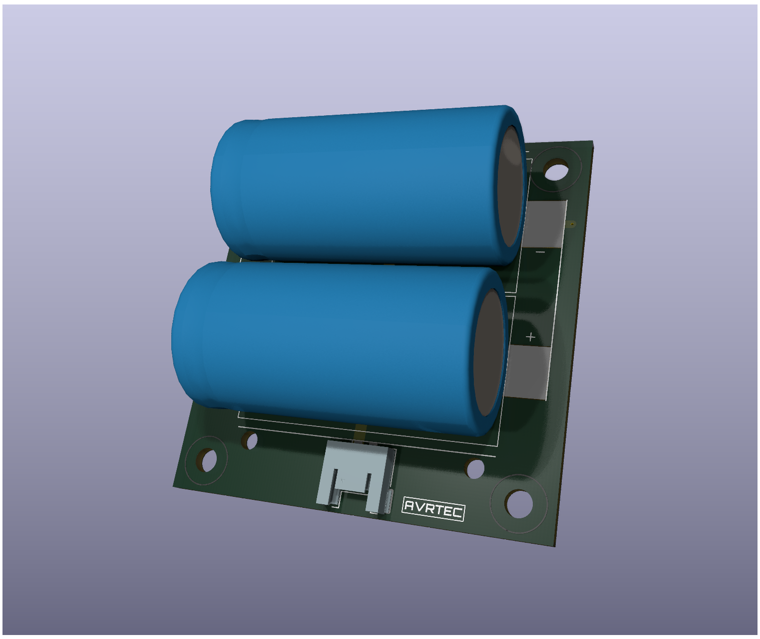 AVRTEC Battery Board engineering model render